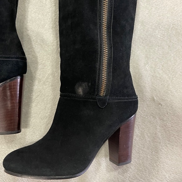 Coach Black Suede Therese Fringe Knee High Boots Size 7 - Picture 12 of 12